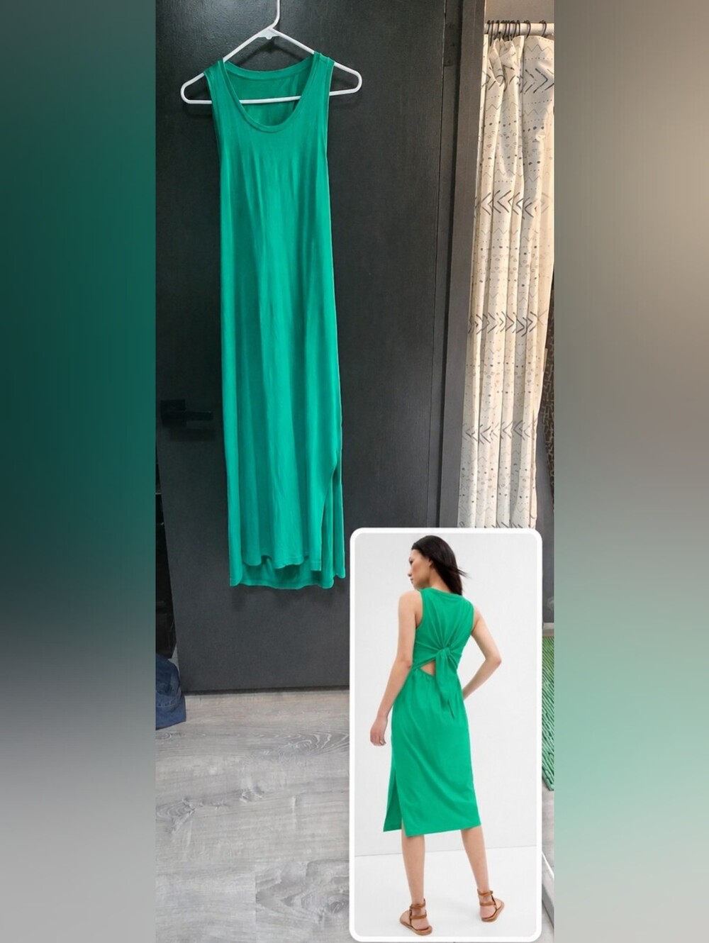 GAP Tie-Back Midi Dress – Deluxe Green – Size M